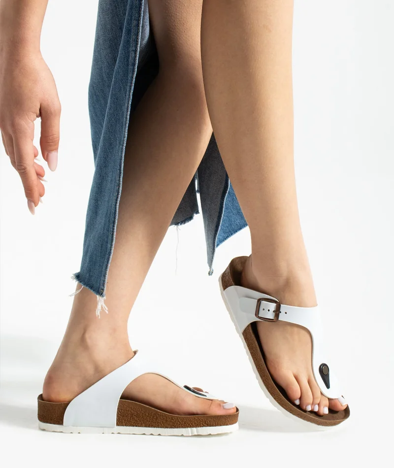 Freistep Beyaz Unisex Parmak Arası Terlik – Hafif, Kaymaz, Yazlık