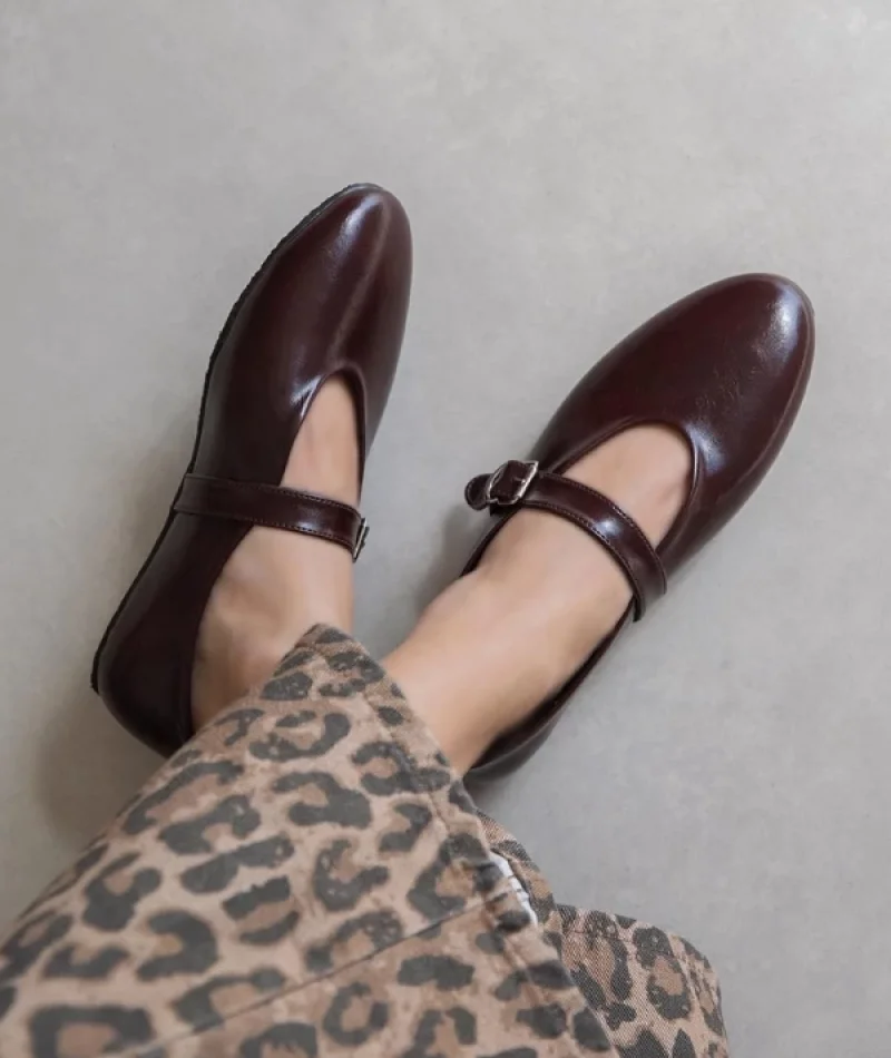 Jin Kadın Kırışık Deri Babet Bordo