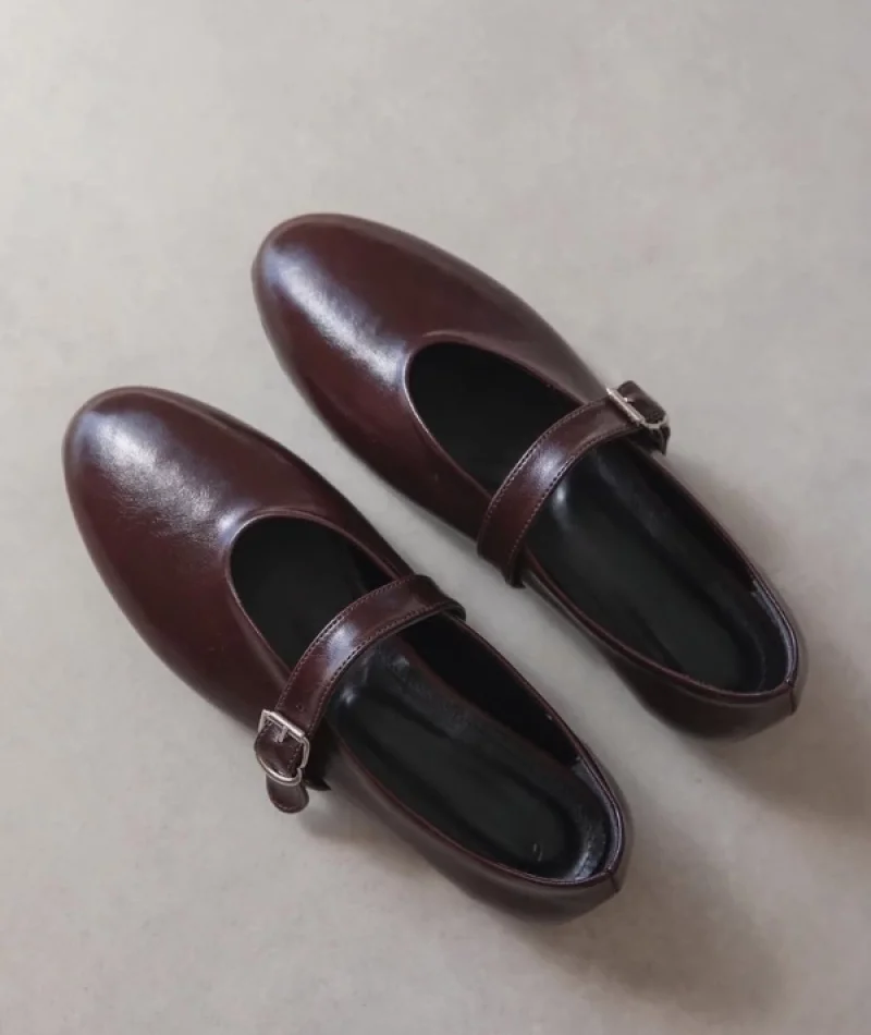 Jin Kadın Kırışık Deri Babet Bordo