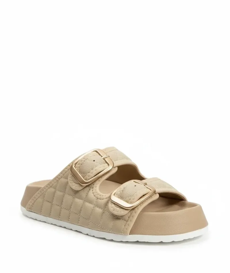 Kapitone Tokalı Ev Dış Mekan Kadın Terlik – Bej