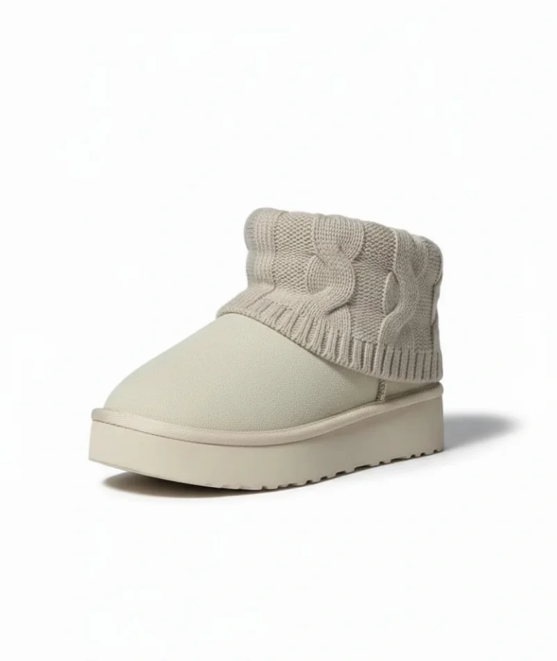Kazaklı Süet Kalın Taban Kışlık İçi Kürklü Kadın Bot - Bej