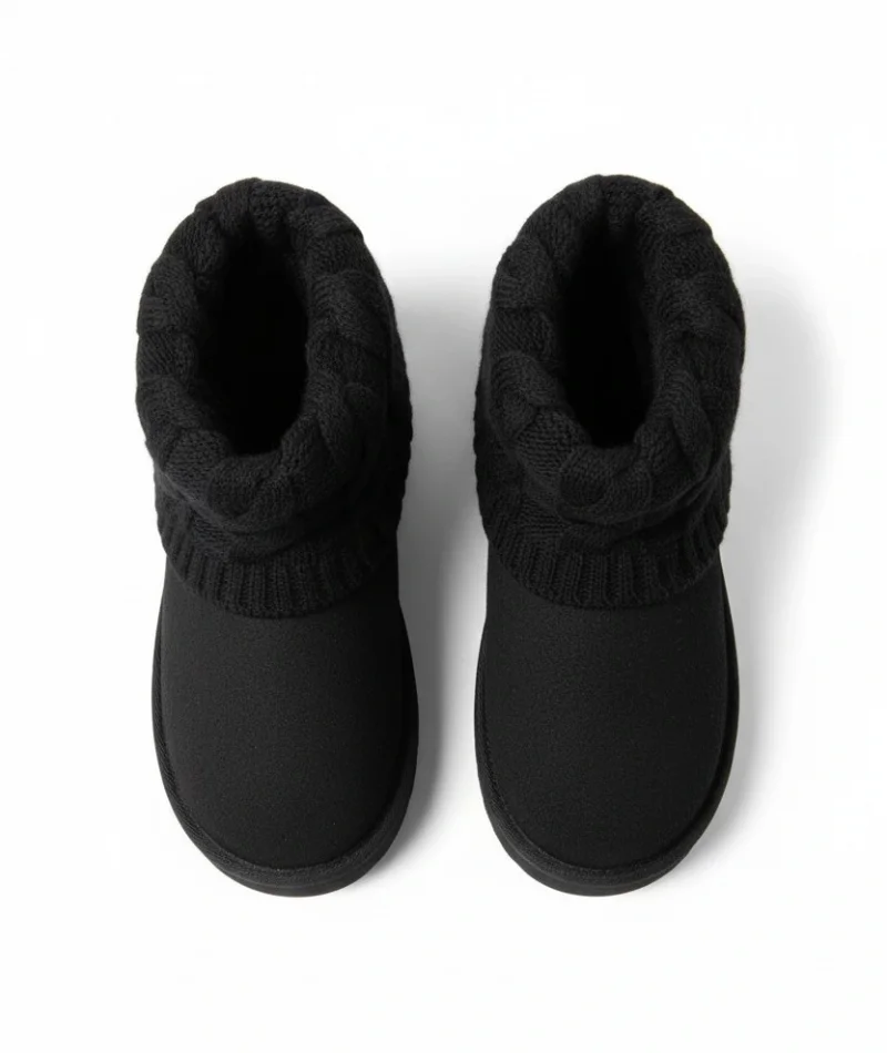 Kazaklı Süet Kalın Taban Kışlık İçi Kürklü Kadın Bot - Siyah