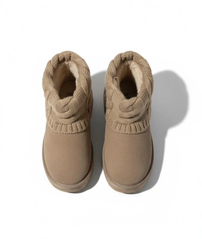 Kazaklı Süet Kalın Taban Kışlık İçi Kürklü Kadın Bot - Vizon