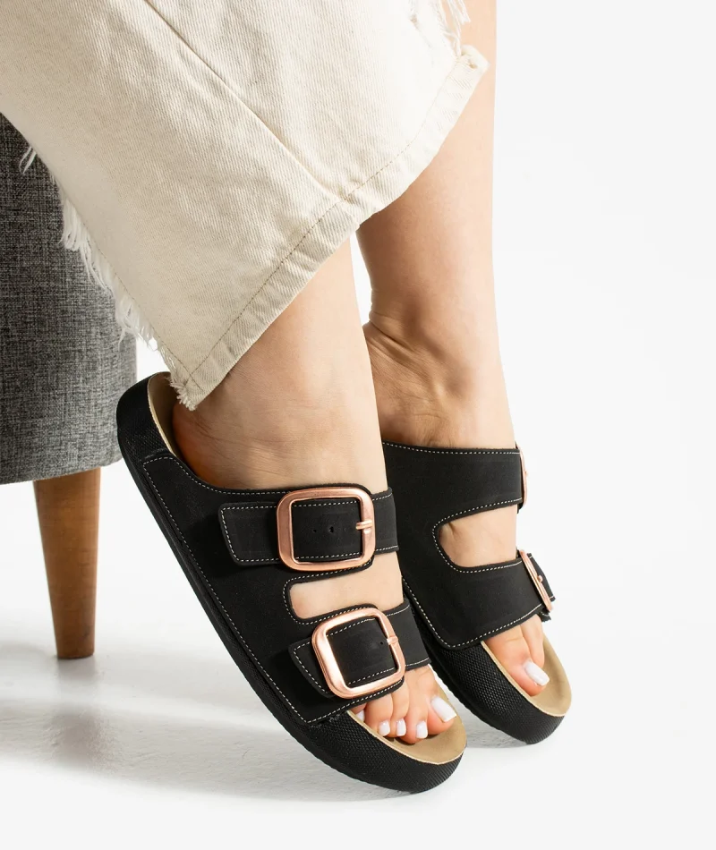 Lena Siyah Kadın Terlik – Ortopedik, Hafif, Kaymaz Taban