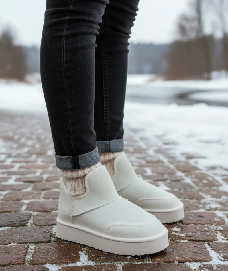 Lusso Kalın Taban Kışlık İçi Kürklü Kadın Bot - Bej