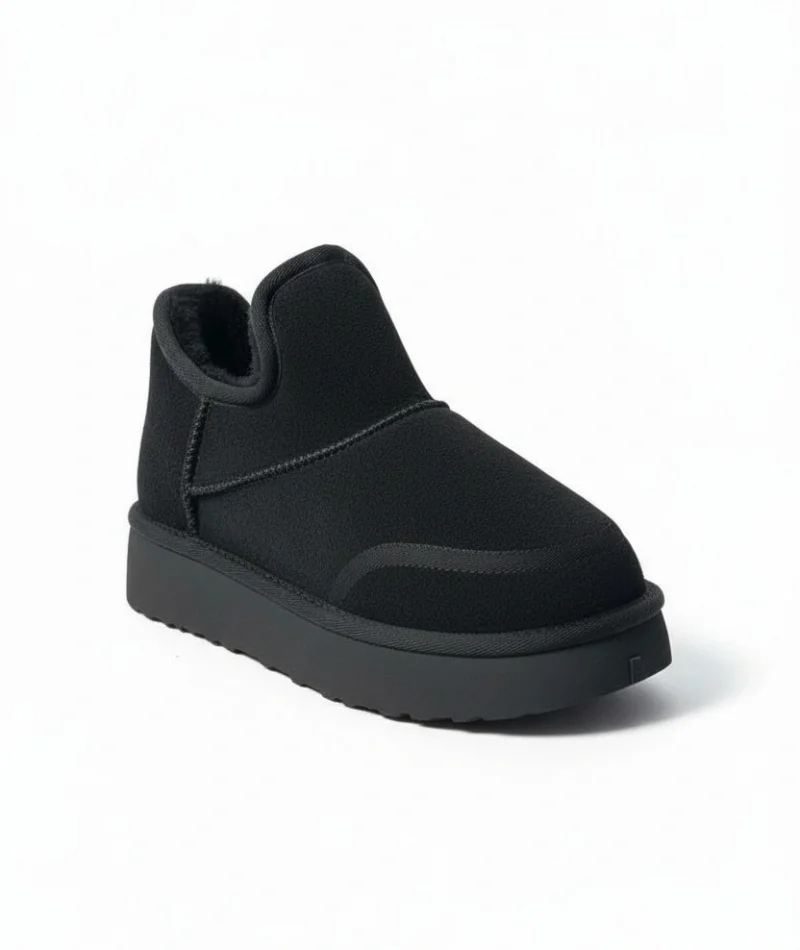 Lusso Kalın Taban Kışlık İçi Kürklü Kadın Bot - Siyah