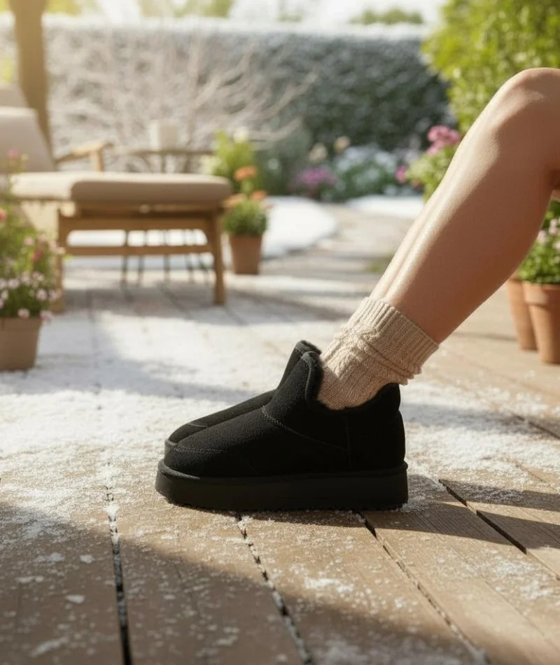 Lusso Kalın Taban Kışlık İçi Kürklü Kadın Bot - Siyah