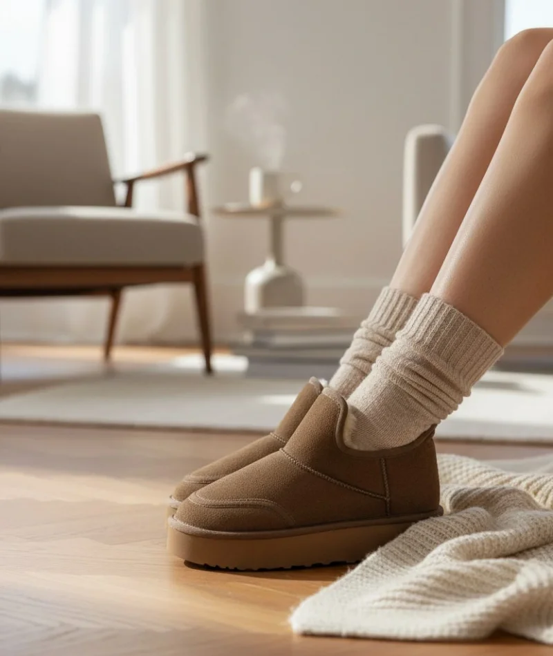 Lusso Kalın Taban Kışlık İçi Kürklü Kadın Bot - Vizon