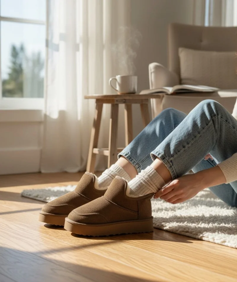 Lusso Kalın Taban Kışlık İçi Kürklü Kadın Bot - Vizon