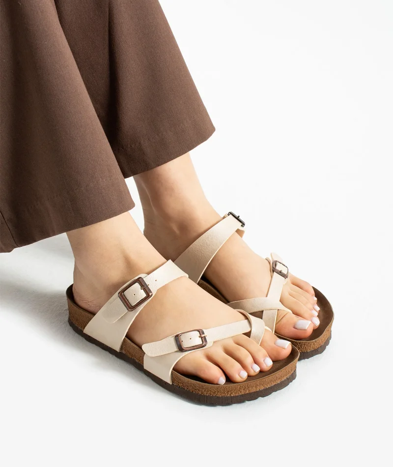 Moderno Kadın Terlik Bej – Çapraz Bant, Konforlu, Şık ve Rahat