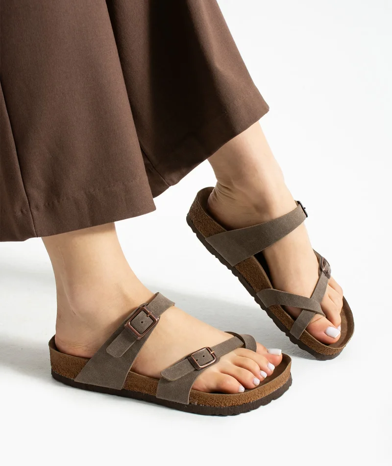 Moderno Kadın Terlik Vizon – Çapraz Bant, Konforlu, Şık ve Rahat