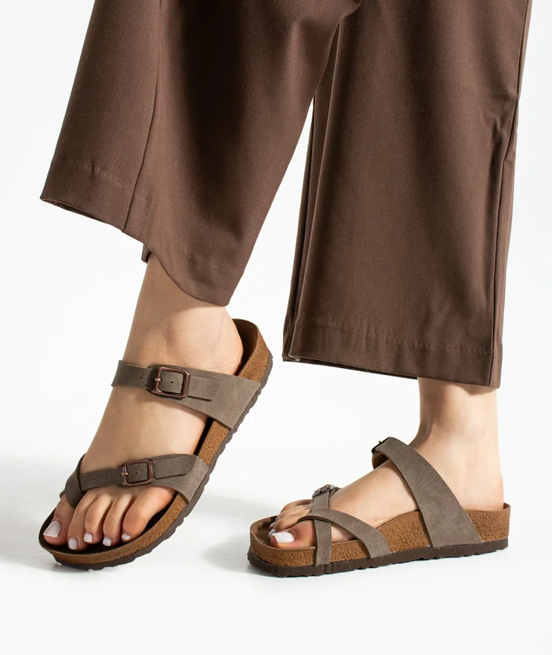 Moderno Kadın Terlik Vizon – Çapraz Bant, Konforlu, Şık ve Rahat