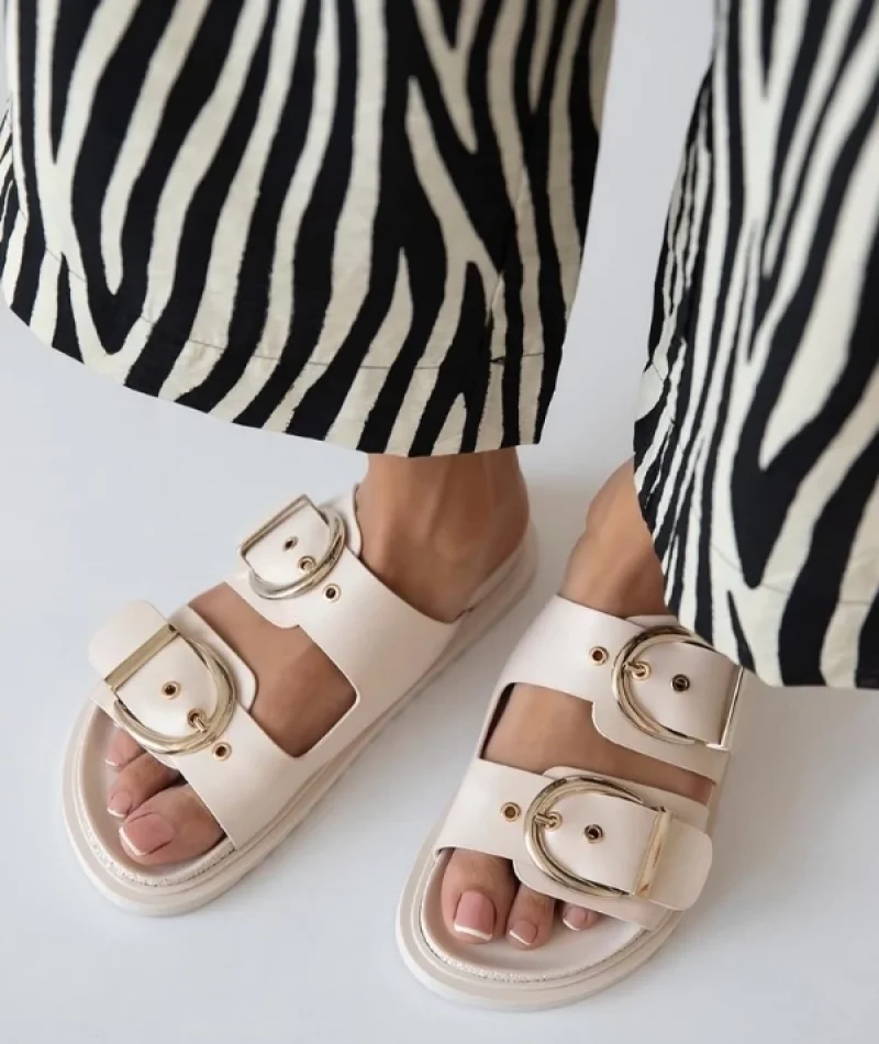 Samira Kadın Terlik Bej – Kaymaz Taban, Yazlık ve Rahat Ortopedik Model