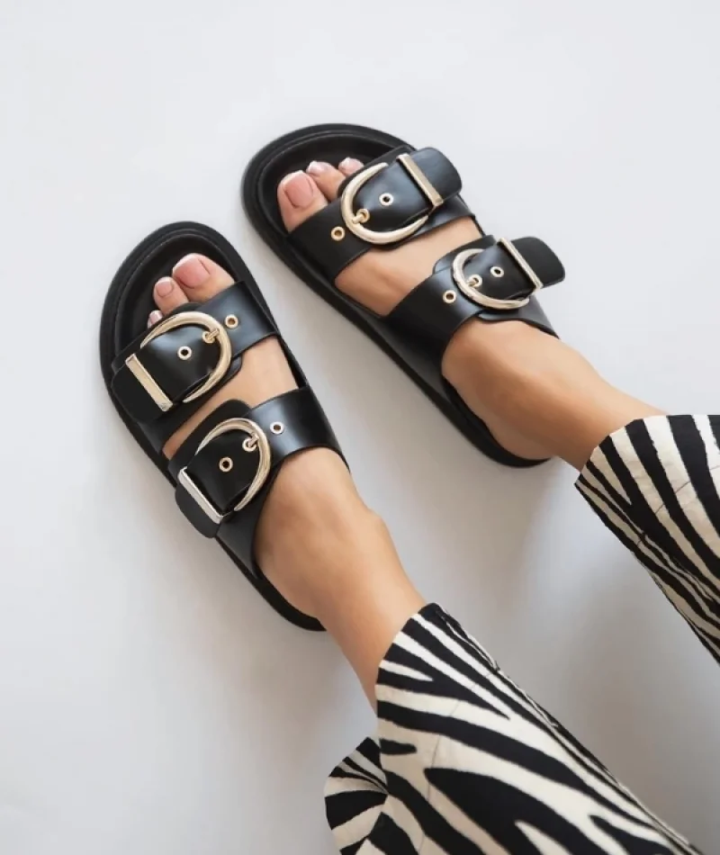 Samira Kadın Terlik Siyah – Kaymaz Taban, Yazlık ve Rahat Ortopedik Model