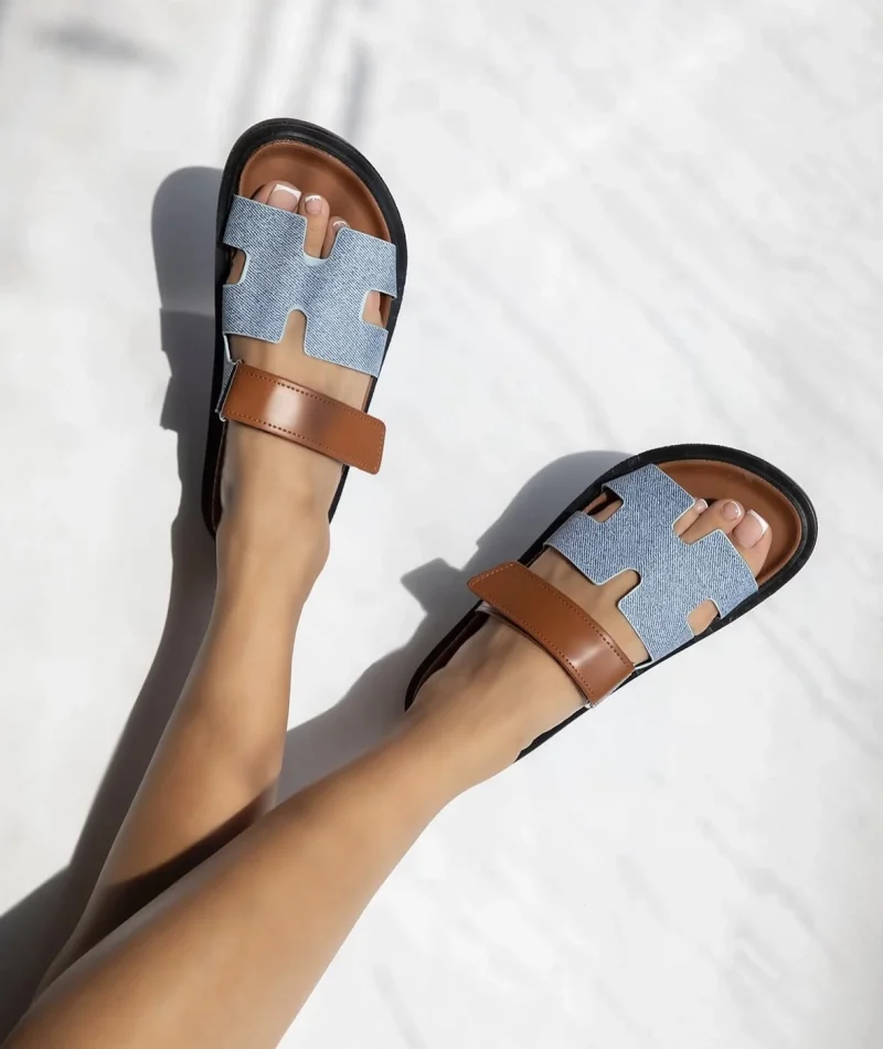 Blue Sarmes Womens Slippers - Non-Slip Sole, Comfortable Orthopedic Model for Summer and Winter Home Wear