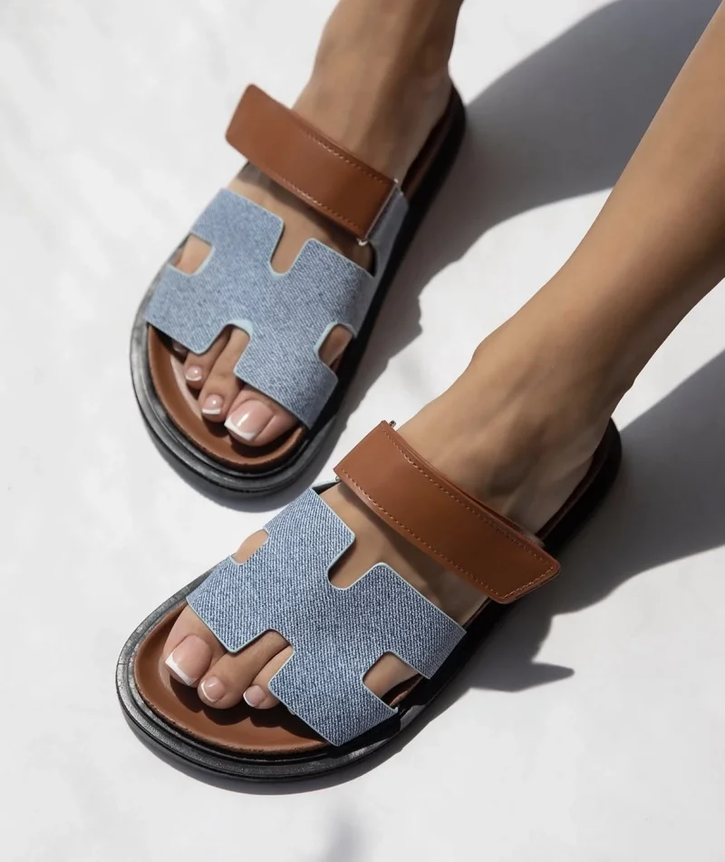 Blue Sarmes Womens Slippers - Non-Slip Sole, Comfortable Orthopedic Model for Summer and Winter Home Wear