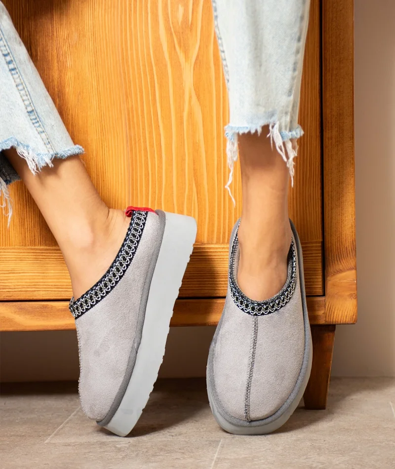 Tazzy Classic Süet Tüylü Kadın Bot - Gri