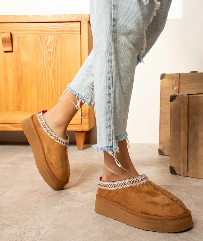 Tazzy Classic Süet Tüylü Kadın Bot - Taba