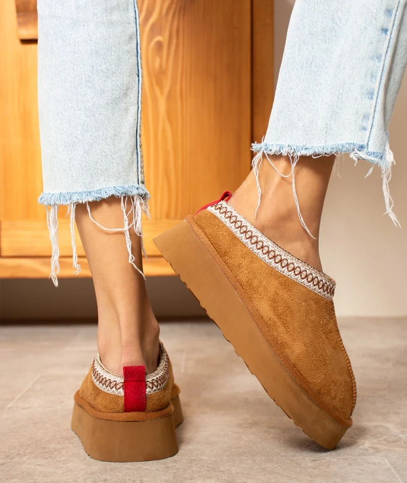 Tazzy Classic Süet Tüylü Kadın Bot - Taba