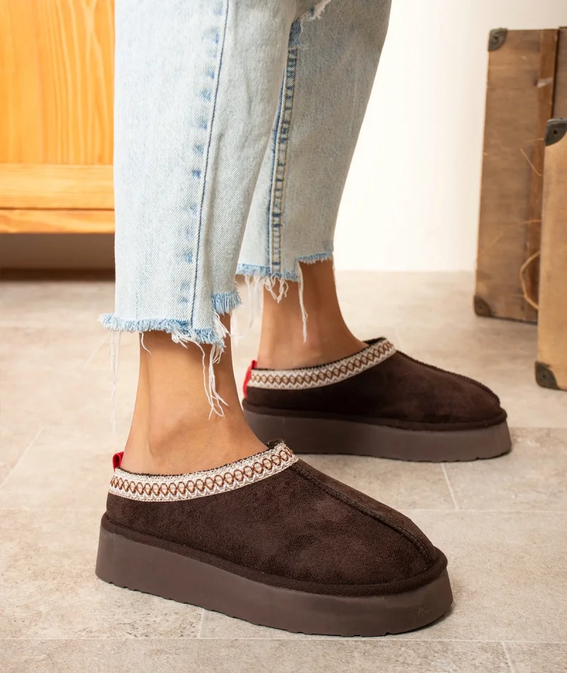 Tazzy Classic Süet Tüylü Kadın Bot - Kahve