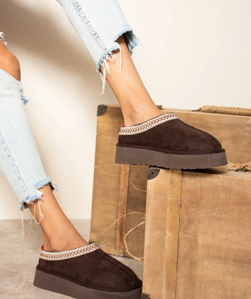 Tazzy Classic Süet Tüylü Kadın Bot - Kahve