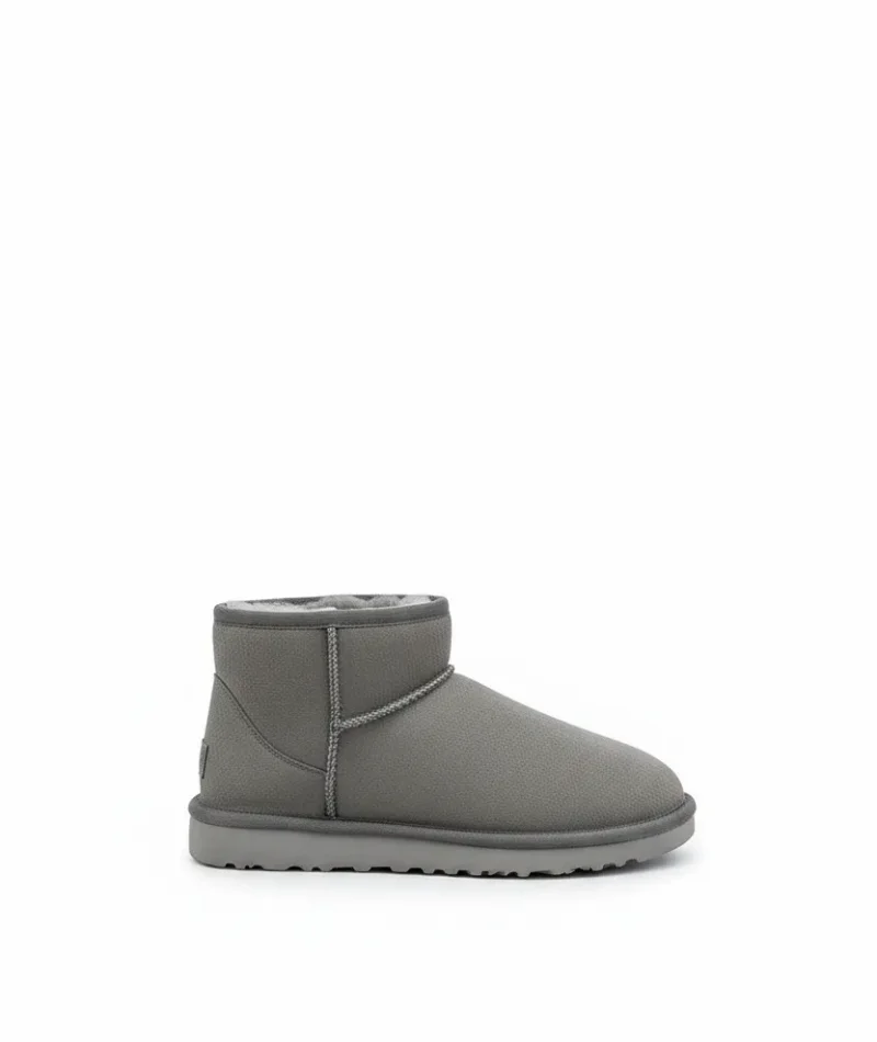 Ultra Mini Classic Suede Fur-Lined Womens Boot - Grey