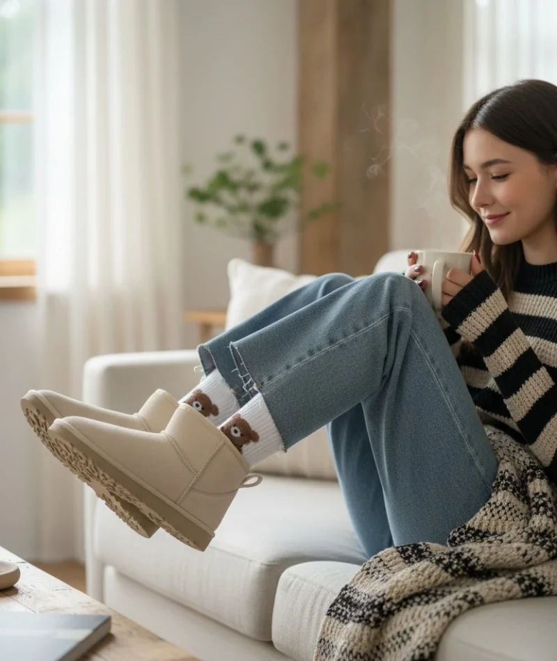 Ultra Mini Classic Süet İçi Kürklü Kadın Bot - Krem