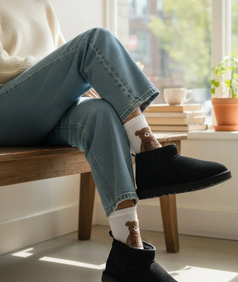 Ultra Mini Classic Süet İçi Kürklü Kadın Bot - Siyah