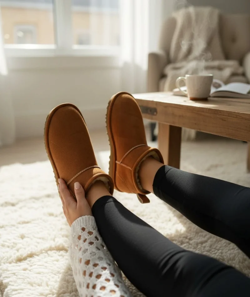 Ultra Mini Classic Süet İçi Kürklü Kadın Bot - Taba