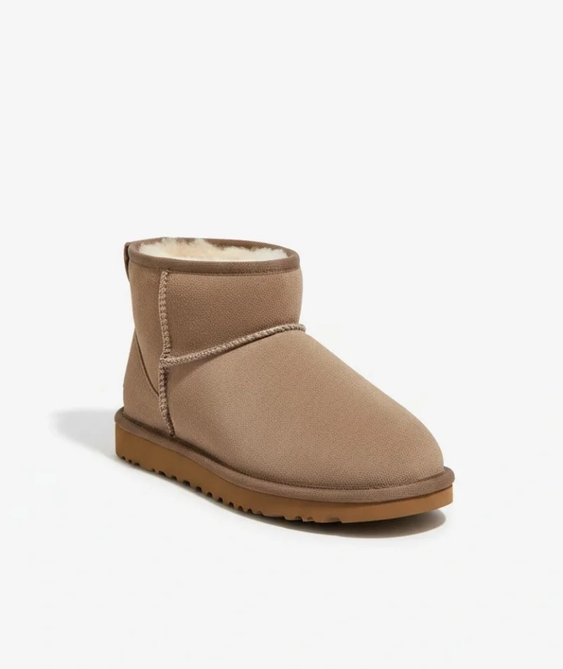 Ultra Mini Classic Suede Fur-Lined Womens Boot - Beige