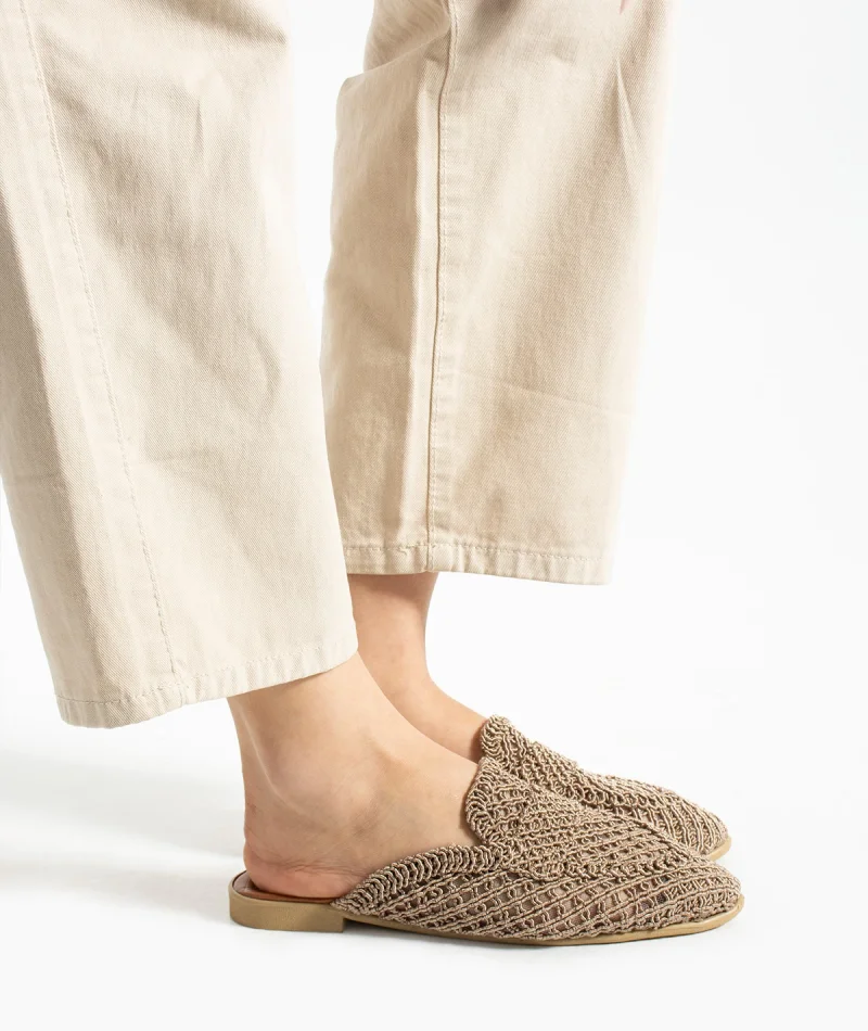 Velora Kadın Hasır Örgü Terlik – Kahve Zarafeti