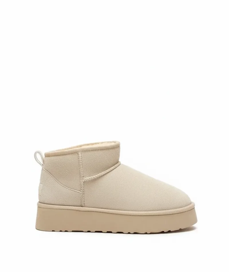 Yüksek Mini Classic Süet İçi Kürklü Kadın Bot - Bej