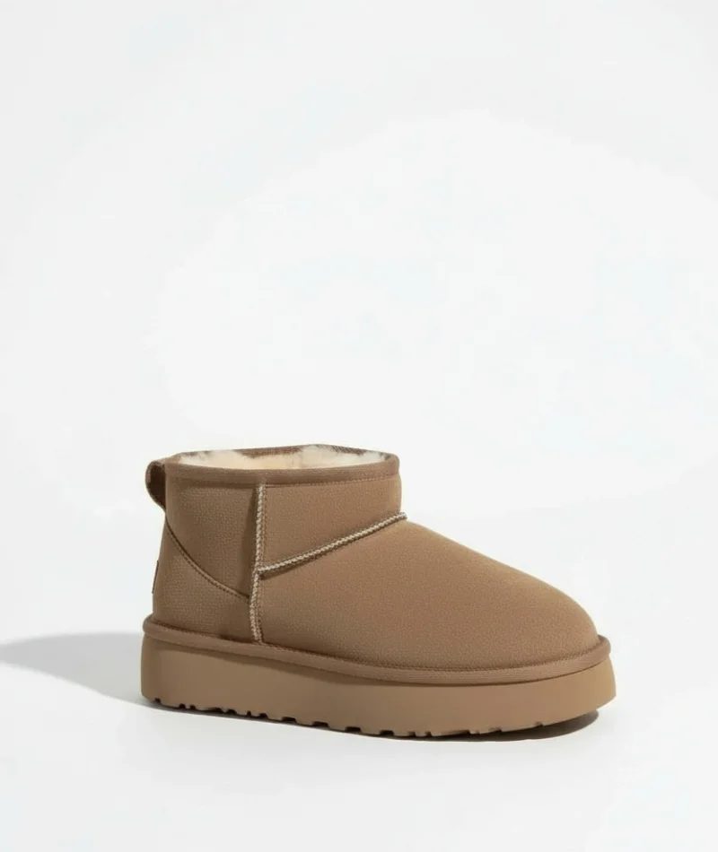 High Mini Classic Suede Womens Boots with Fur Lining - Fawn