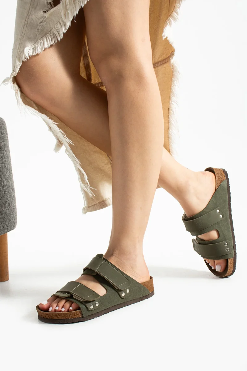 Duoflex Kadın Terlik Haki – Ultra Hafif Ortopedik Kaymaz Taban Günlük