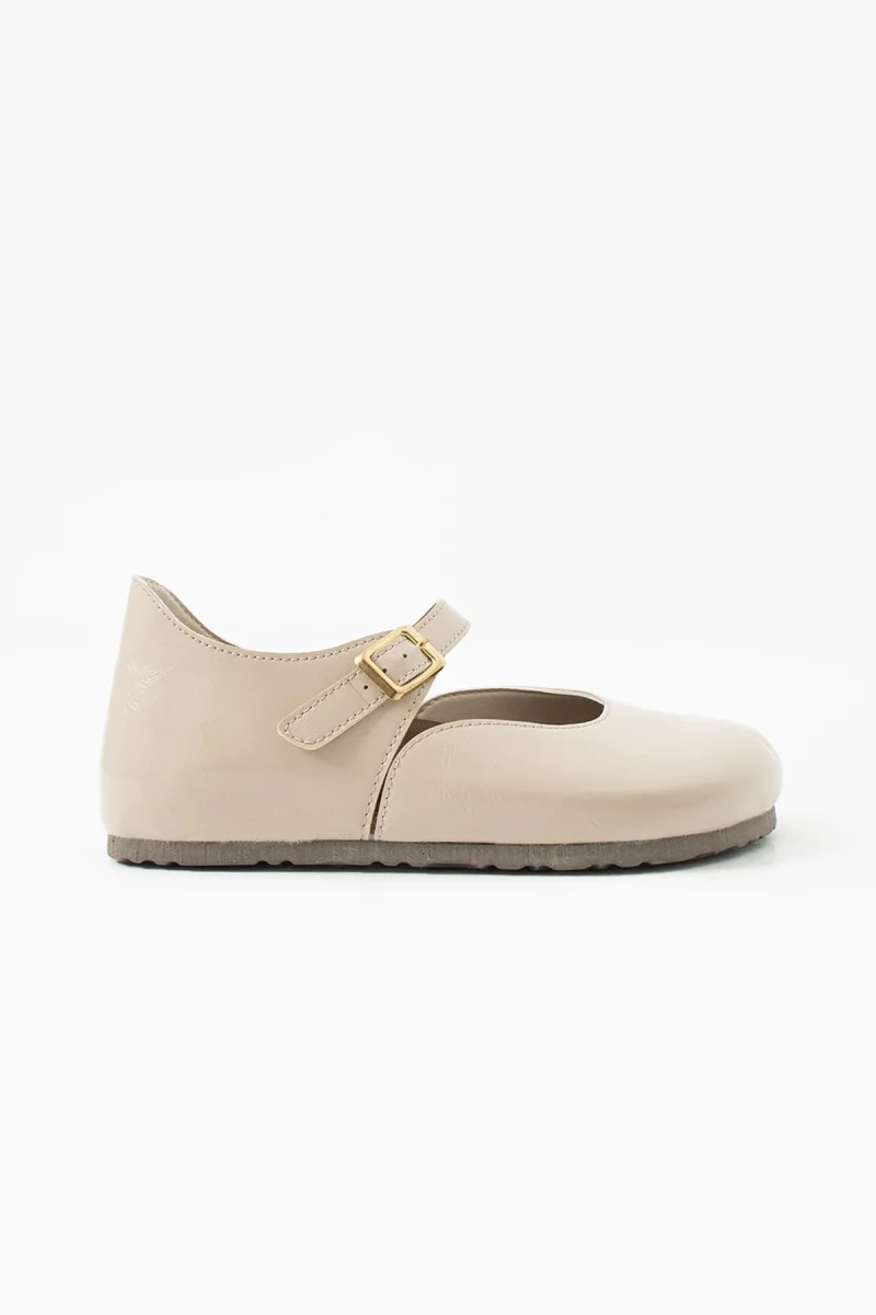 Alora Minimal Kadın İthal Kumaş Babet - Parlak Bej