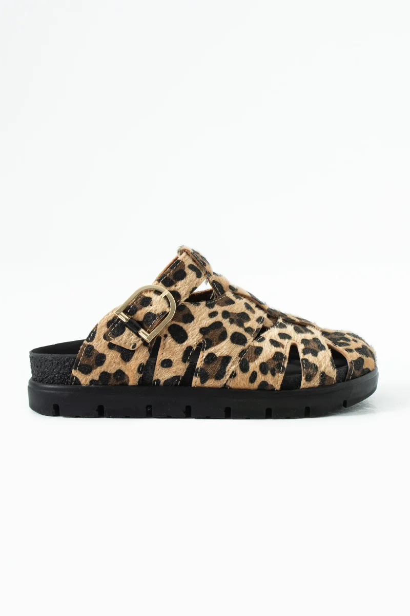 Arven Premium Örümcek Model Terlik - Leopar Kahve