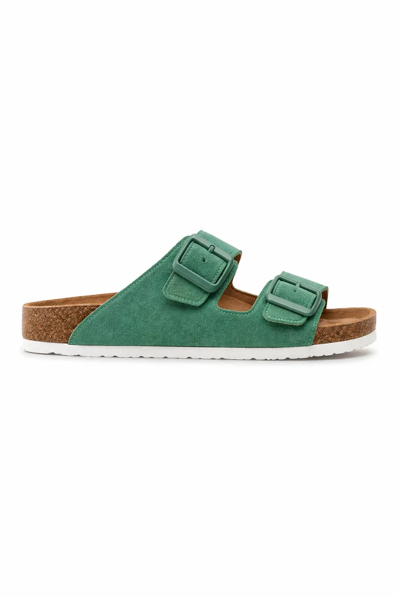 Terra Deri Tozu Günlük Terlik - Yeşil