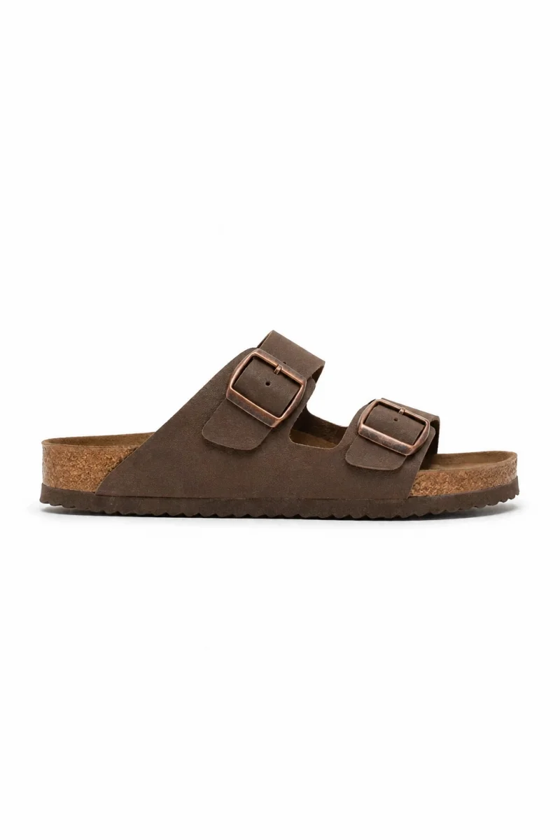 Çift Tokalı Fuga Comfort Unisex Terlik – Kahve