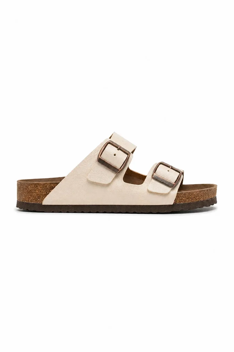 Çift Tokalı Fuga Comfort Unisex Terlik – Bej