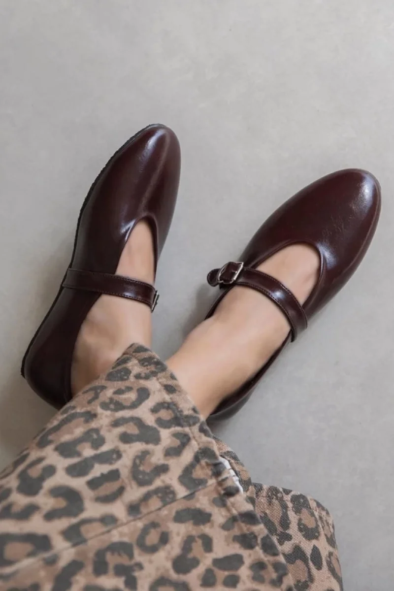 Jin Kadın Kırışık Deri Babet Bordo