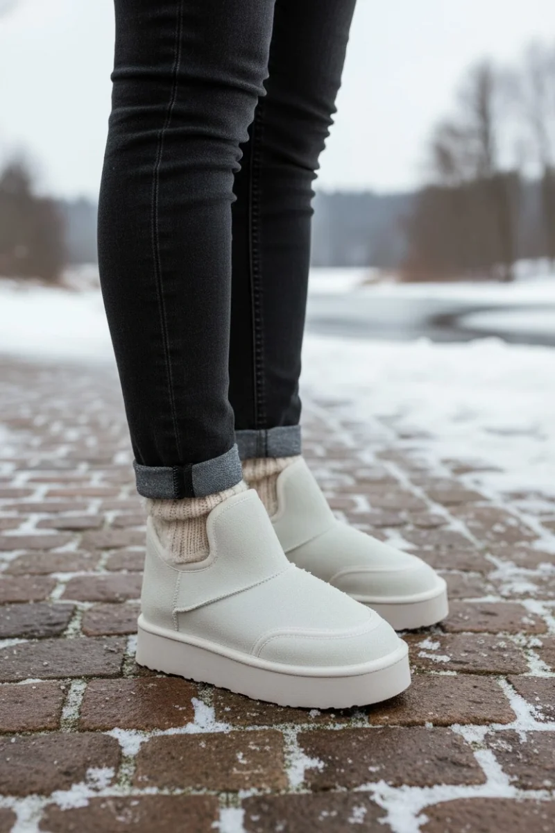 Lusso Kalın Taban Kışlık İçi Kürklü Kadın Bot - Bej