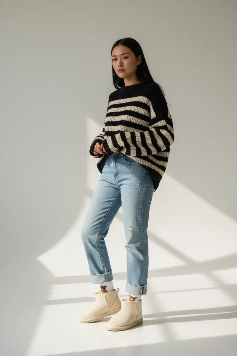 Ultra Mini Classic Süet İçi Kürklü Kadın Bot - Krem