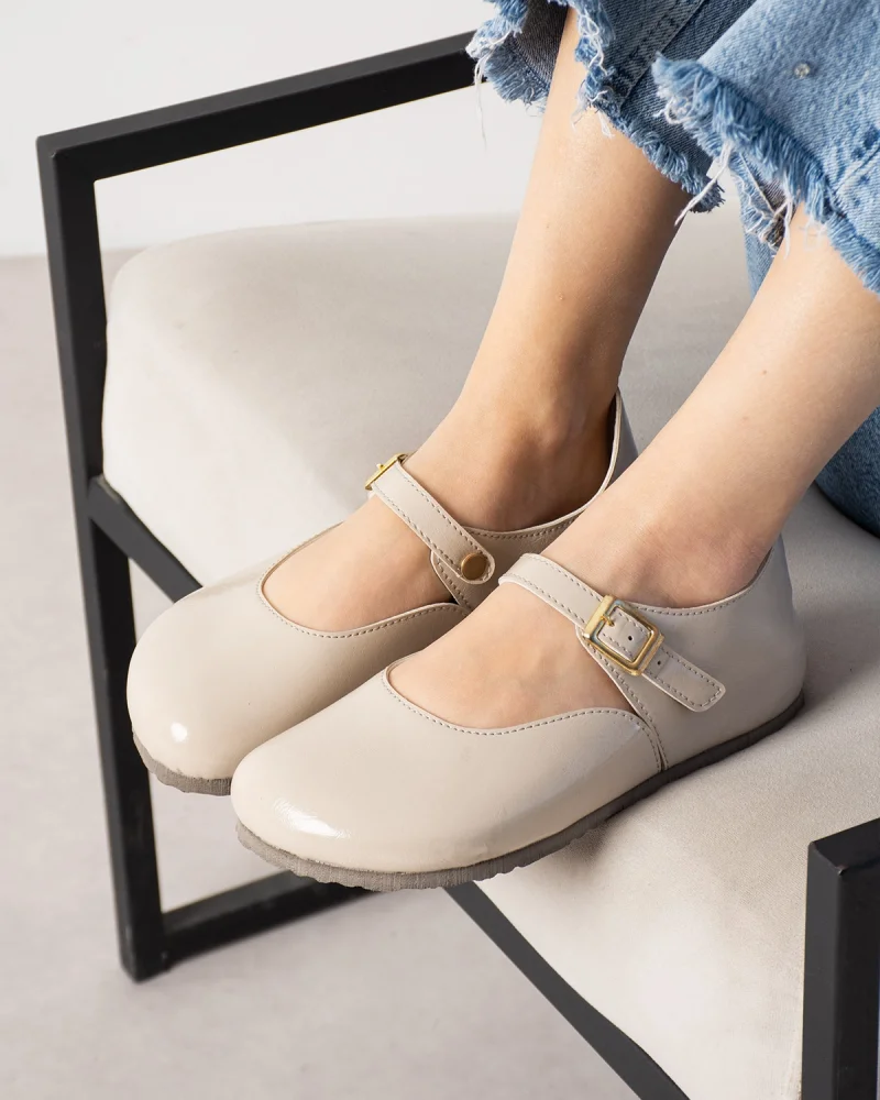 Alora Minimal Womens Imported Fabric Ballet Flats - Shiny Beige