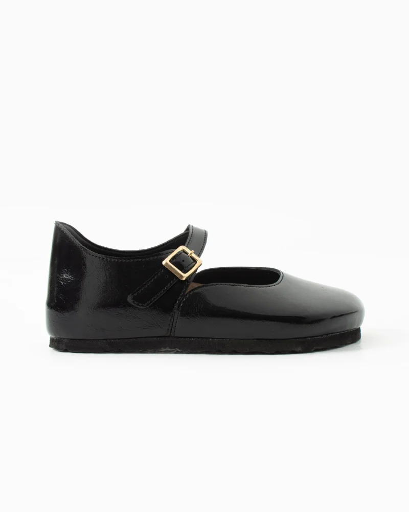 Alora Minimal Womens Imported Fabric Loafers - Shiny Black