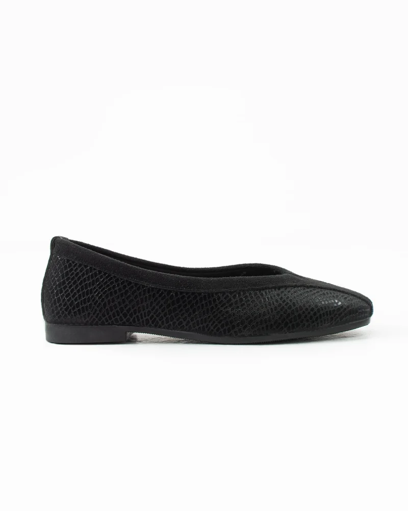 Roselle Suede Minimal Womens Casual Ballet Flats - Black