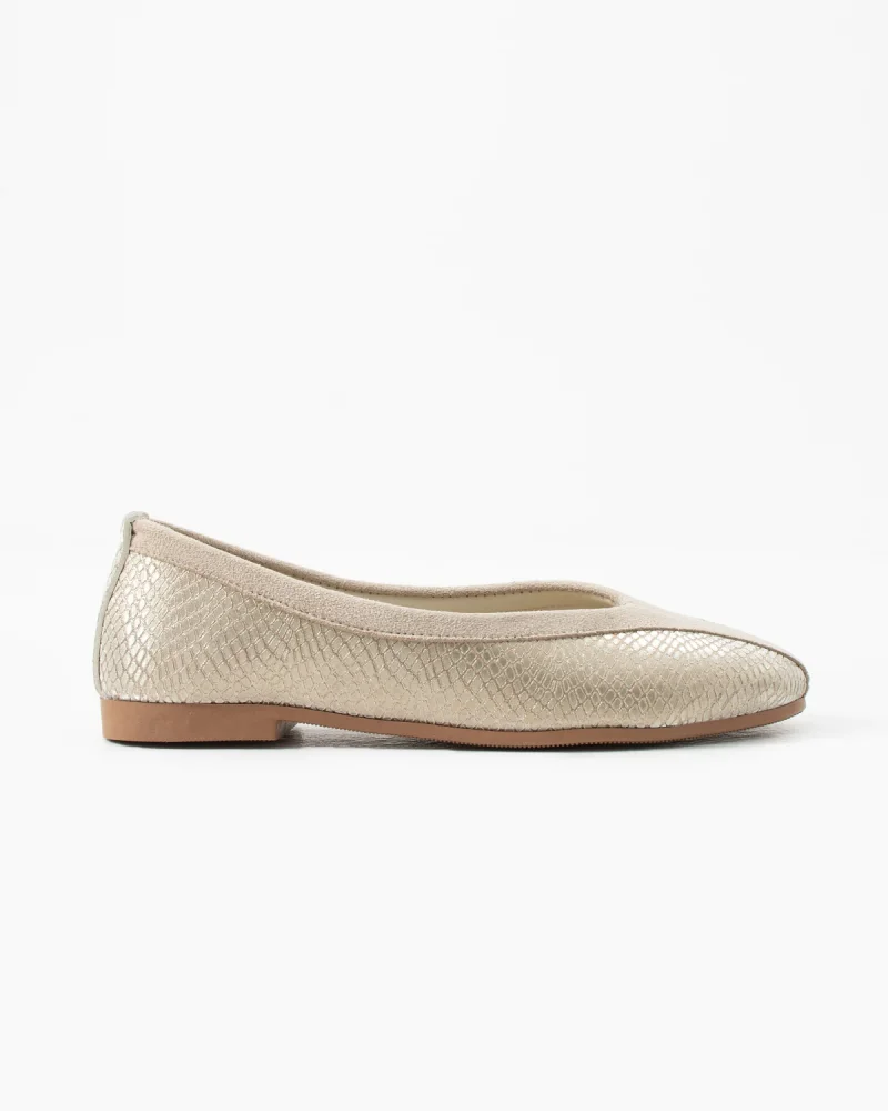 Roselle Suede Minimal Womens Casual Ballet Flats - Gold