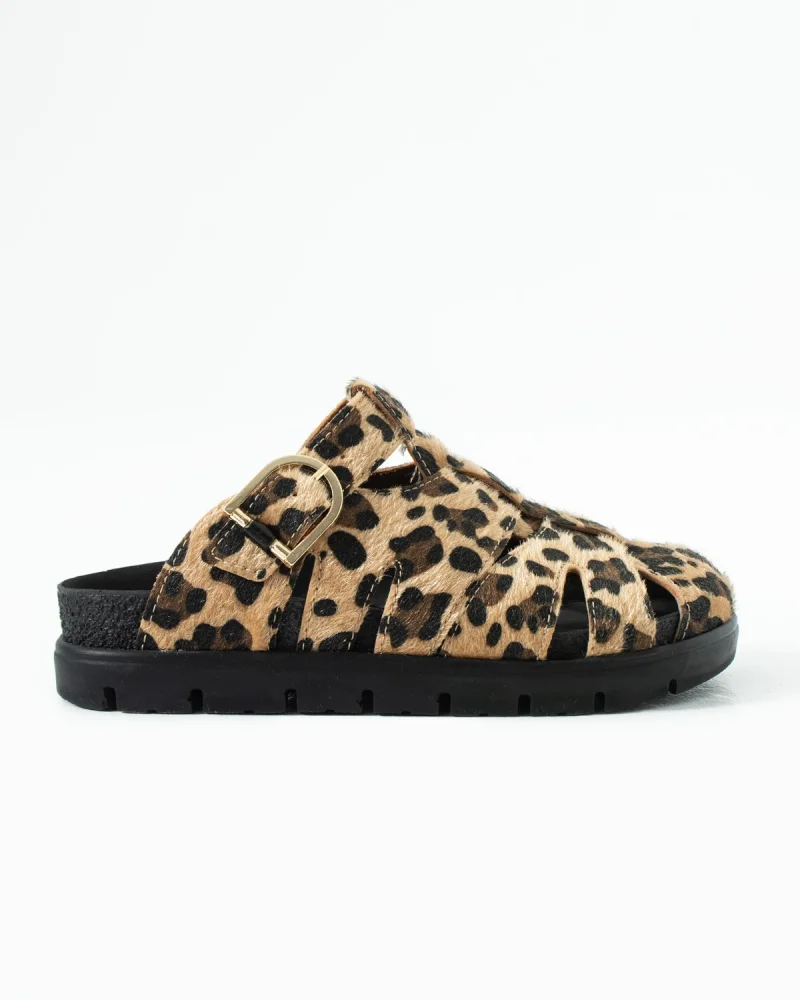 Arven Premium Örümcek Model Terlik - Leopar Kahve