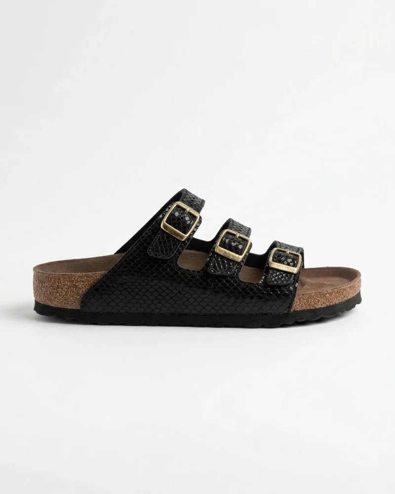 Luxe Womens Slippers 3-Strap Anatomical Sole Comfortable Stylish Slippers - Black
