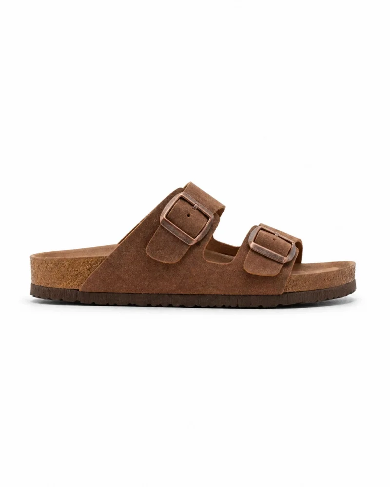 Fuga Comfort Unisex Buckled Slippers - Tabacco