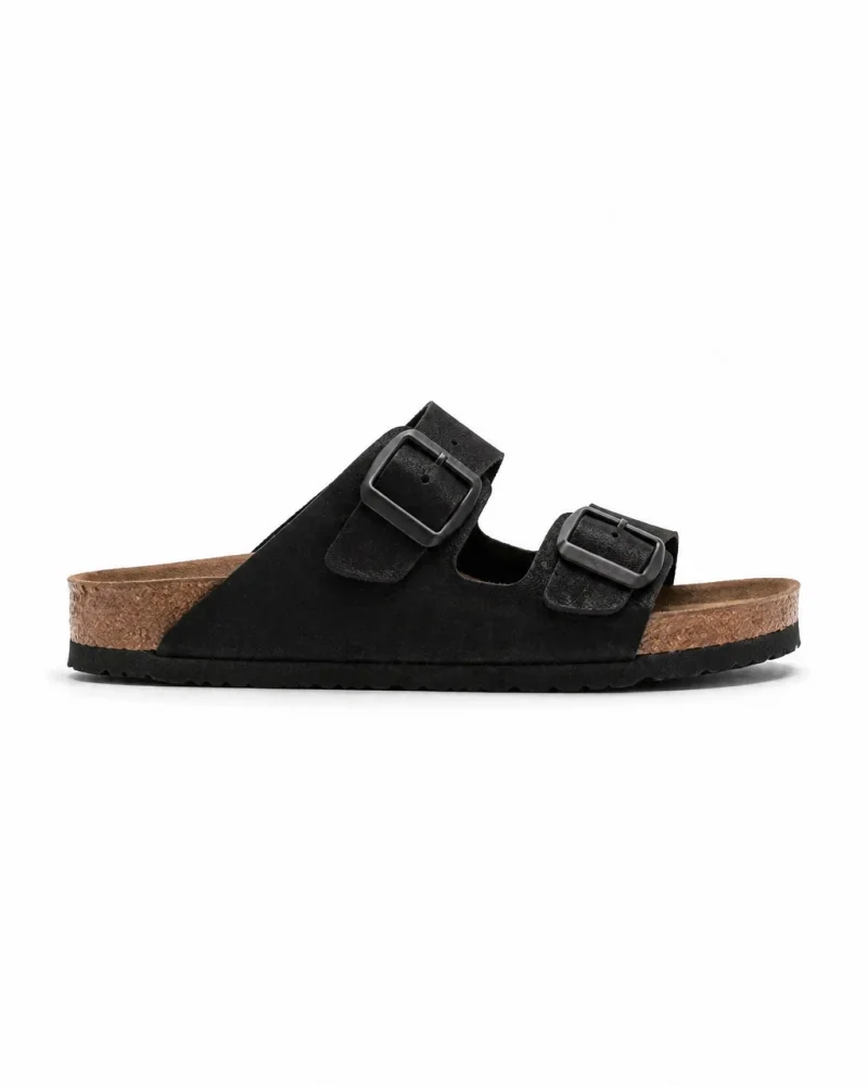 Çift Tokalı Fuga Comfort Unisex Terlik – Siyah